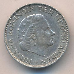 Нидерланды 1 гульден 1958 год - Королева Юлиана
