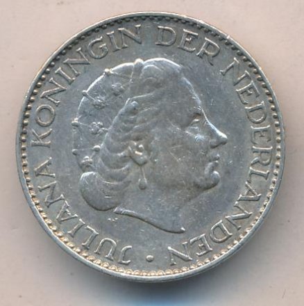 Нидерланды 1 гульден 1958 год - Королева Юлиана