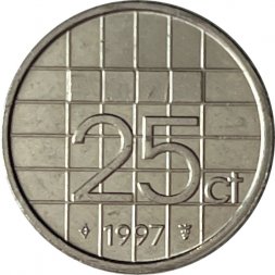Нидерланды 25 центов 1997 год
