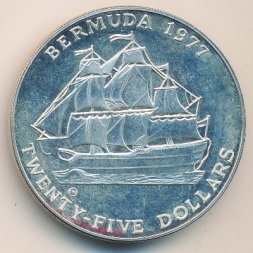 Бермудские острова 25 долларов 1977 год