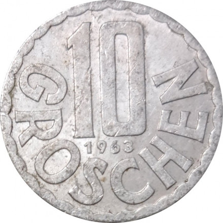 Австрия 10 грошей 1963 год