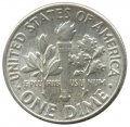 США 1 дайм (10 центов) 1957 год - Франклин Рузвельт (без отметки МД)