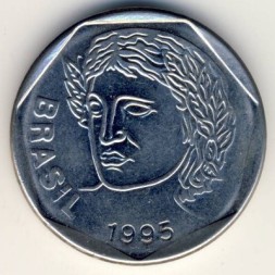 Монета Бразилия 25 сентаво 1995 год