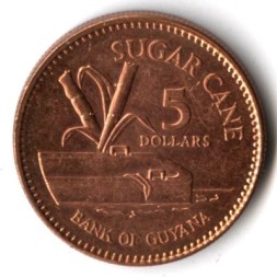 Монета Гайана 5 долларов 2005 год