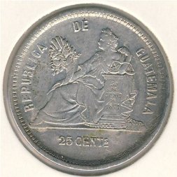 Гватемала 25 сентаво 1890 год