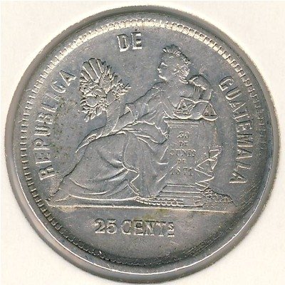 Гватемала 25 сентаво 1890 год
