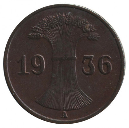 Веймарская республика 1 рейхспфенниг 1936 год (A)