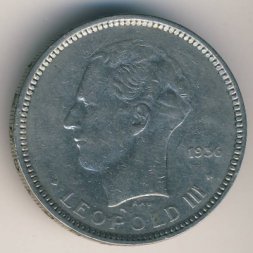 Бельгия 5 франков 1936 год - BELGIE