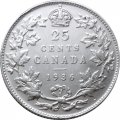 Канада 25 центов 1936 год
