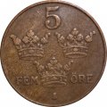 Швеция 5 эре 1929 год - Король Густав V
