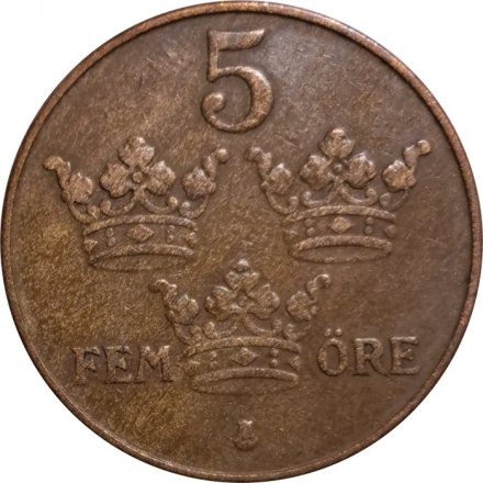 Швеция 5 эре 1929 год - Король Густав V