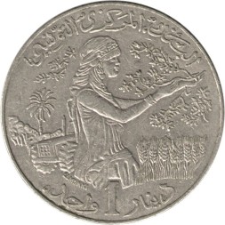 Тунис 1 динар 1996 (AH 1416) год - ФАО. Женщина, собирающая урожай