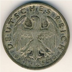 Веймарская республика 1 рейхсмарка 1925 год (J)