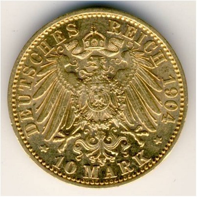 Пруссия 10 марок 1904 год