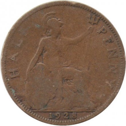 Великобритания 1/2 пенни 1928 год - Король Георг V