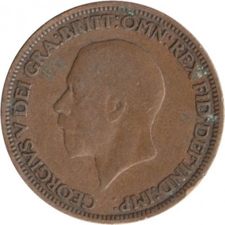 Великобритания 1/2 пенни 1928 год - Король Георг V