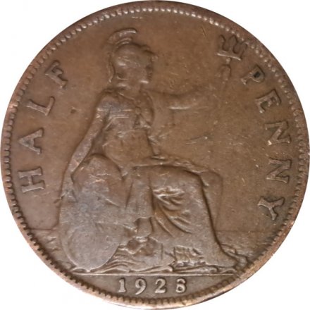 Великобритания 1/2 пенни 1928 год - Король Георг V