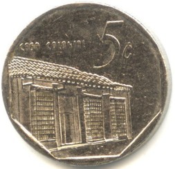 Монета Куба 5 сентаво 1999 год