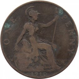 Великобритания 1 пенни 1910 год - Король Эдуард VII