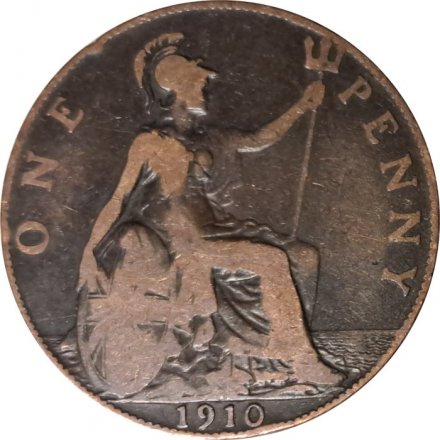 Великобритания 1 пенни 1910 год - Король Эдуард VII
