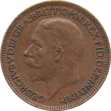 Великобритания 1 фартинг 1928 год - Король Георг V