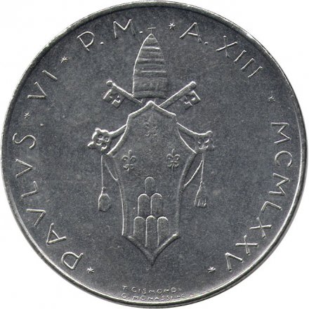 Ватикан 100 лир 1975 год - Папа Павел VI