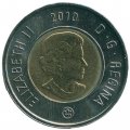 Канада 2 доллара 2010 год (дата над портретом)