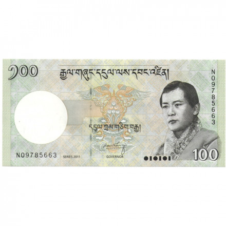 Бутан 100 нгултрум 2011 год - Монастырь Ташичо-дзонг UNC