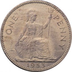 Великобритания 1 пенни 1953 год