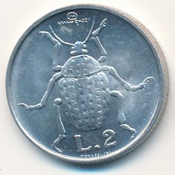 Сан-Марино 2 лиры 1974 год