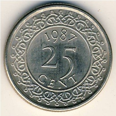 Суринам 25 центов 1987 год