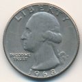 США 25 центов (1/4 доллара) 1968 год (D)