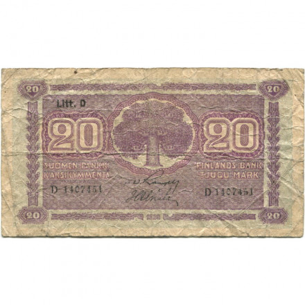 Финляндия 20 марок 1939 год - VG