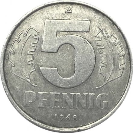 ГДР 5 пфеннигов 1968 год 