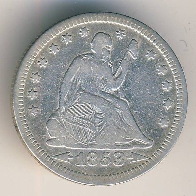 США 25 центов (1/4 доллара) 1853 год