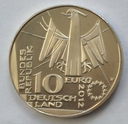 Германия 10 евро 2012 год - 100 лет немецкой национальной библиотеке