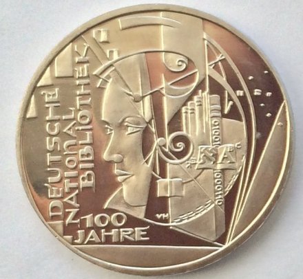 Германия 10 евро 2012 год - 100 лет немецкой национальной библиотеке