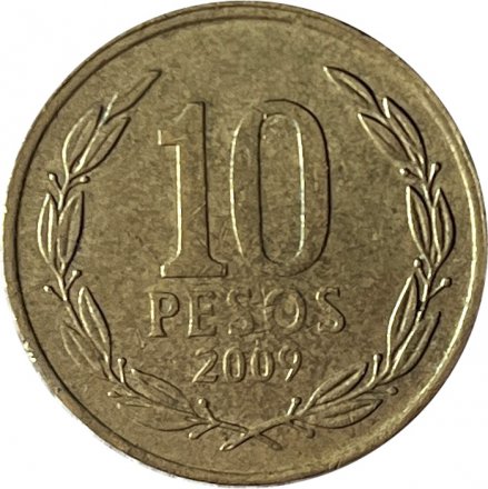 Чили 10 песо 2009 год