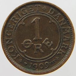 Дания 1 эре 1909 год - Король Фредерик VIII