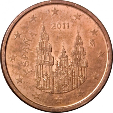 Испания 1 евроцент 2011 год - Кафедральный собор Сантьяго-де-Компостела
