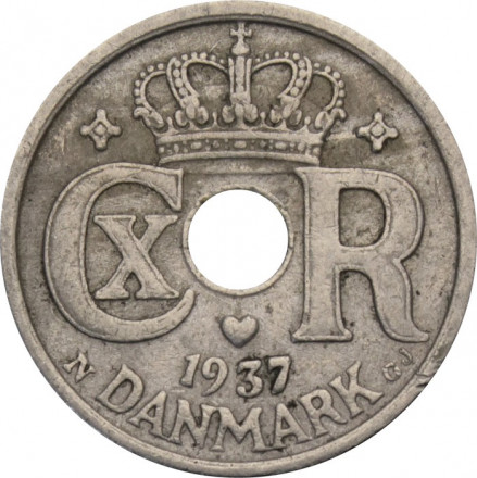 Дания 10 эре 1937 год - Король Кристиан X