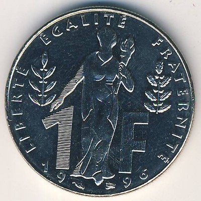 Франция 1 франк 1996 год - 100 лет со дня рождения Жака Рюэфа