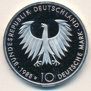 ФРГ 10 марок 1988 год - 200 лет со дня рождения Артура Шопенгауэра (Proof)