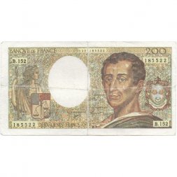 Франция 200 франков 1992 год - Барон Монтескье Шарль Луи. Шато-де-Ла Бред - F
