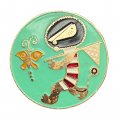 Значок Каникулы Бонифация. Лев с сачком и бабочкой