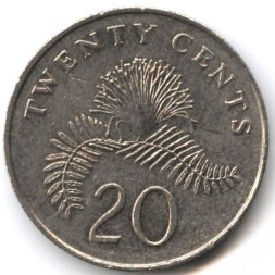 Монета Сингапур 20 центов 2009 год