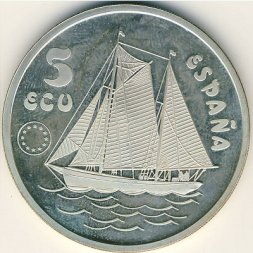 Испания 5 экю 1993 год