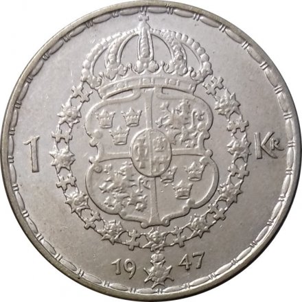 Швеция 1 крона 1947 год