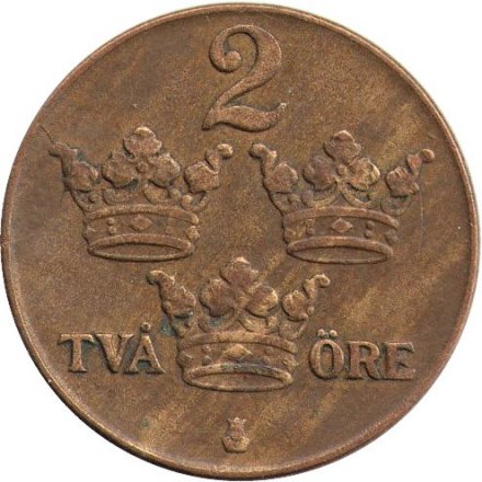 Швеция 2 эре 1942 год (бронза)