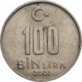Турция 100000 лир 2001 год